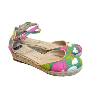 Kate Spade New York Canvas Espadrilles Green Floral Women's Size 10